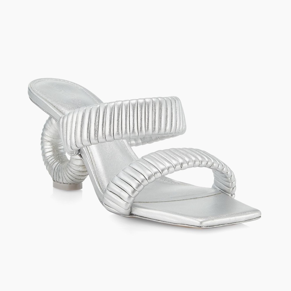 Cult Gaia Valence 75MM Metallic Leather Sandals